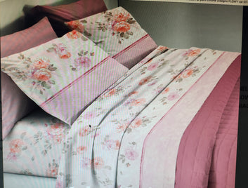 Parure de lit double en coton rose SAIL