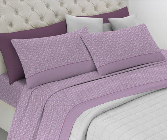 Completo Letto Matrimoniale GHEO 80% Cotone e20% fibre ROSA (240x280cm)