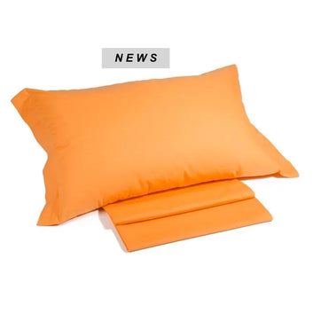 Parure de draps - Bords et volants finis par double couture - Coton - Caleffi Uni ORANGE