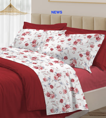 Lit double complet SANDERSON 30VENTISETTE PERCALE 100% Coton ROUGE