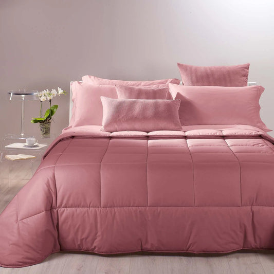 Couette double bicolore en pur coton - Caleffi - ROSE