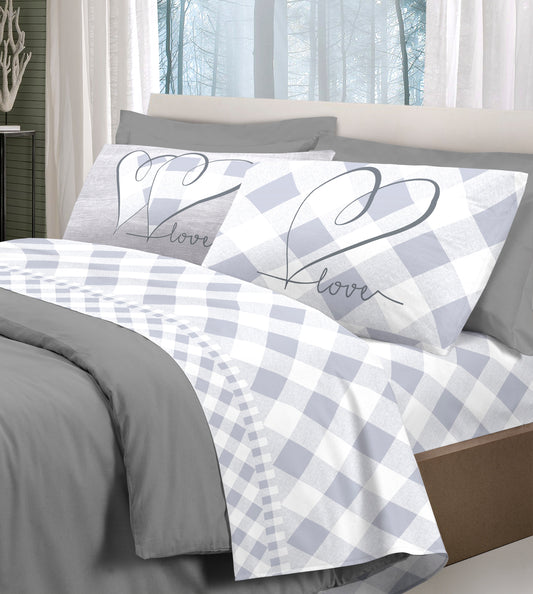 Delicate Thoughts Doppelbett-Set – LOVELY CHECK GREY