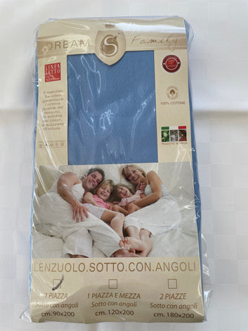 Lenzuola Sotto Singolo con Angoli  100 % Cotone Tinta Unita DREAM