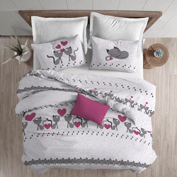 Housse de Couette Chatons - Simple - Rose